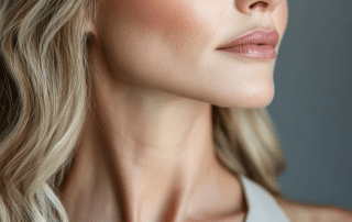 Hyperdilute Radiesse treatment being applied to improve skin elasticity in the neck at Columbine Aesthetics. Call (720) 504-4407 for more details.