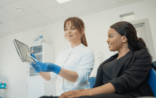 Patient talking with a provider at Columbine Aesthetics about Semaglutide and Tirzepatide — call 720-504-4407 to find out if medical weight loss injections are the right step for you.