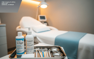 VI Peel vs PCA Skin Peel comparison display at Columbine Aesthetics in Littleton CO