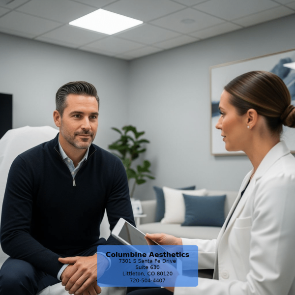 Male patient consultation for men's Botox Littleton CO at Columbine Aesthetics