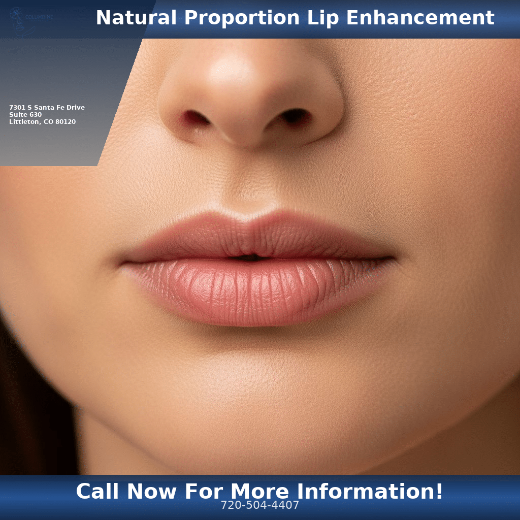 Natural-looking lip filler result showing Cupid's bow definition and balanced proportions — Columbine Aesthetics Littleton CO